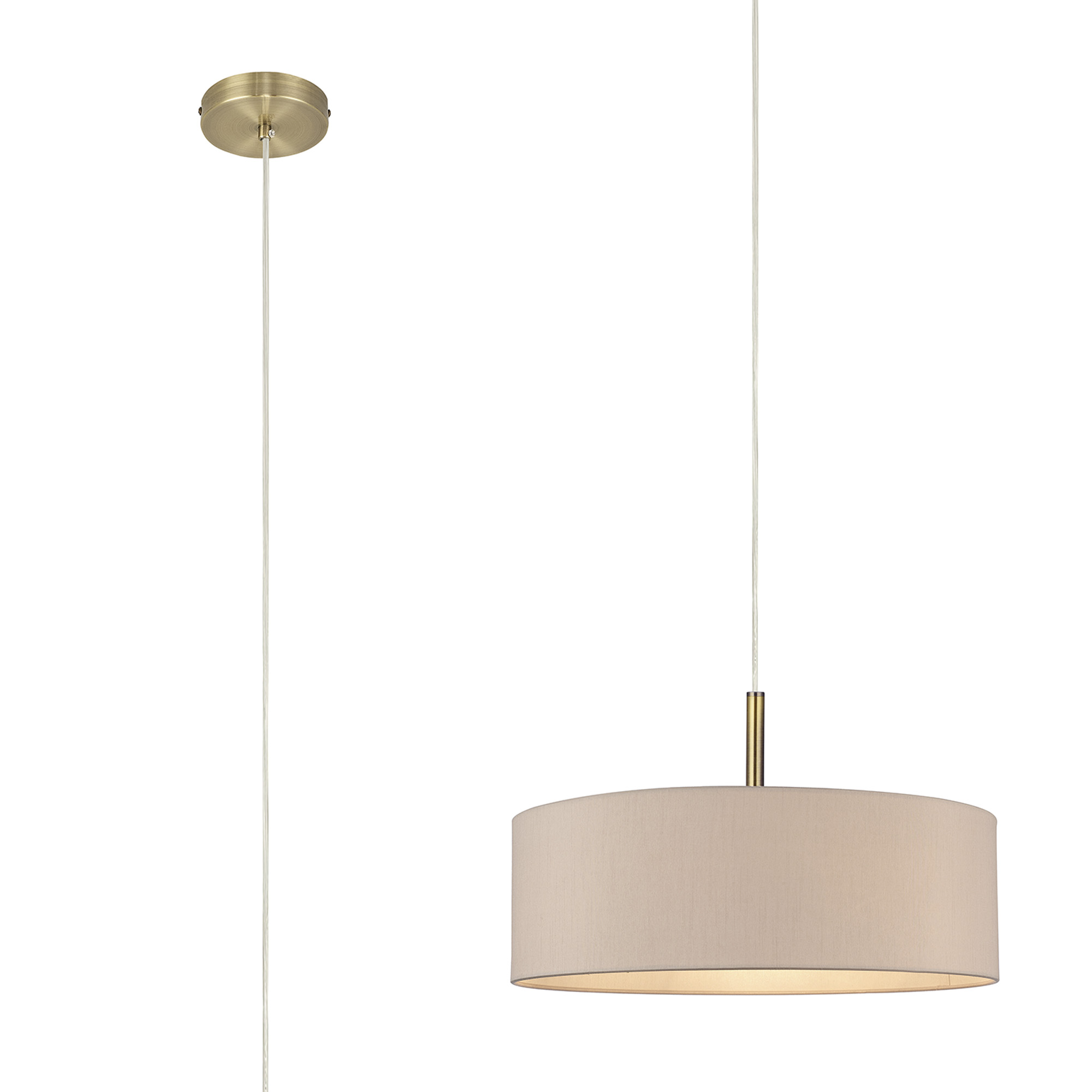 DK0747  Baymont 45cm 5 Light Pendant Antique Brass, Nude Beige